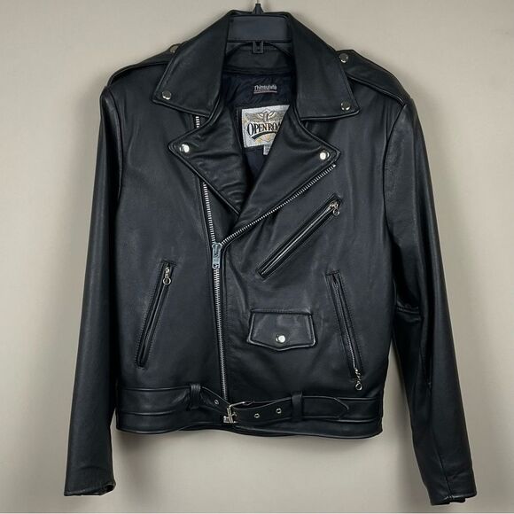 Ladies Leather Moto Jacket Open Road Sz 38 Motorcycle Zip Out Liner Insulated - Picture 1 of 10